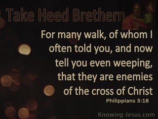 Philippians 3:18 Many Are Enemies of The Cross Of Christ (brown)